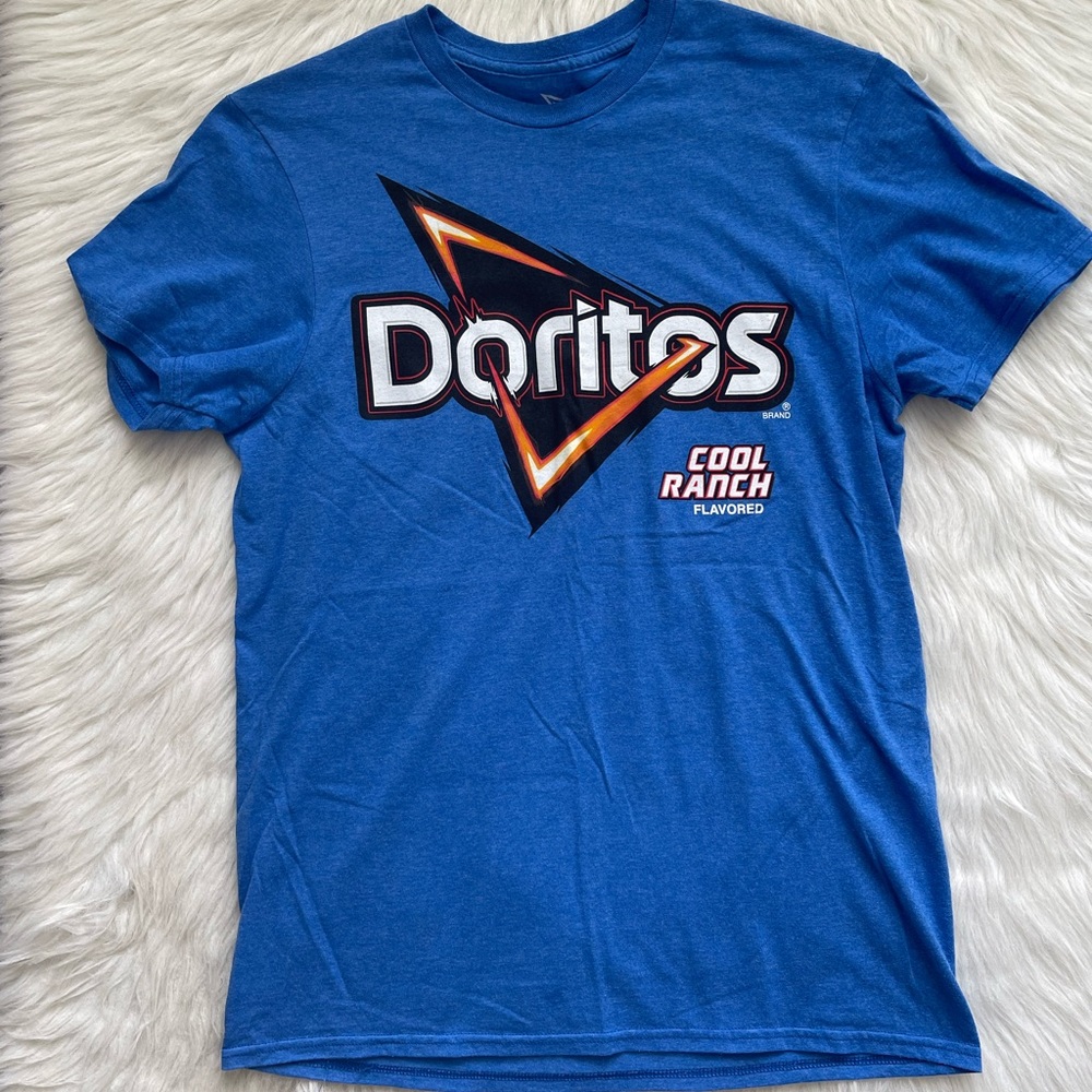 Doritos Brand Cool Ranch Flavored Men's Big Logo Blue T-Shirt unisex size Large